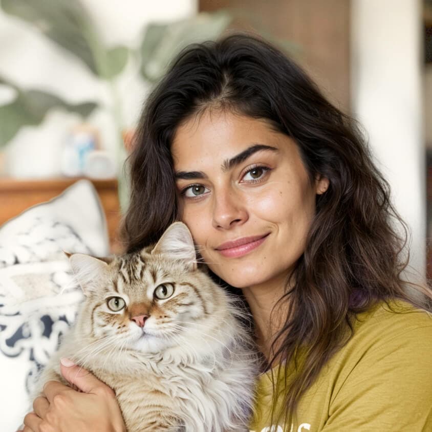 Laura con su gata