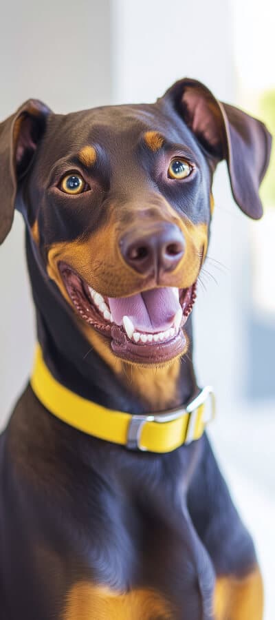 Perro con pañoleta morada